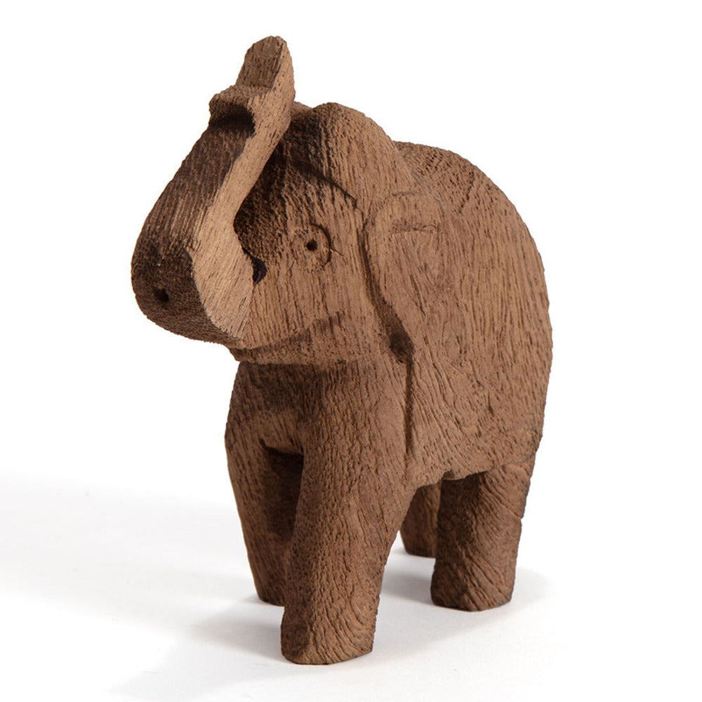 Cracked Finish Mango Wood Elephant - Natural 12cm