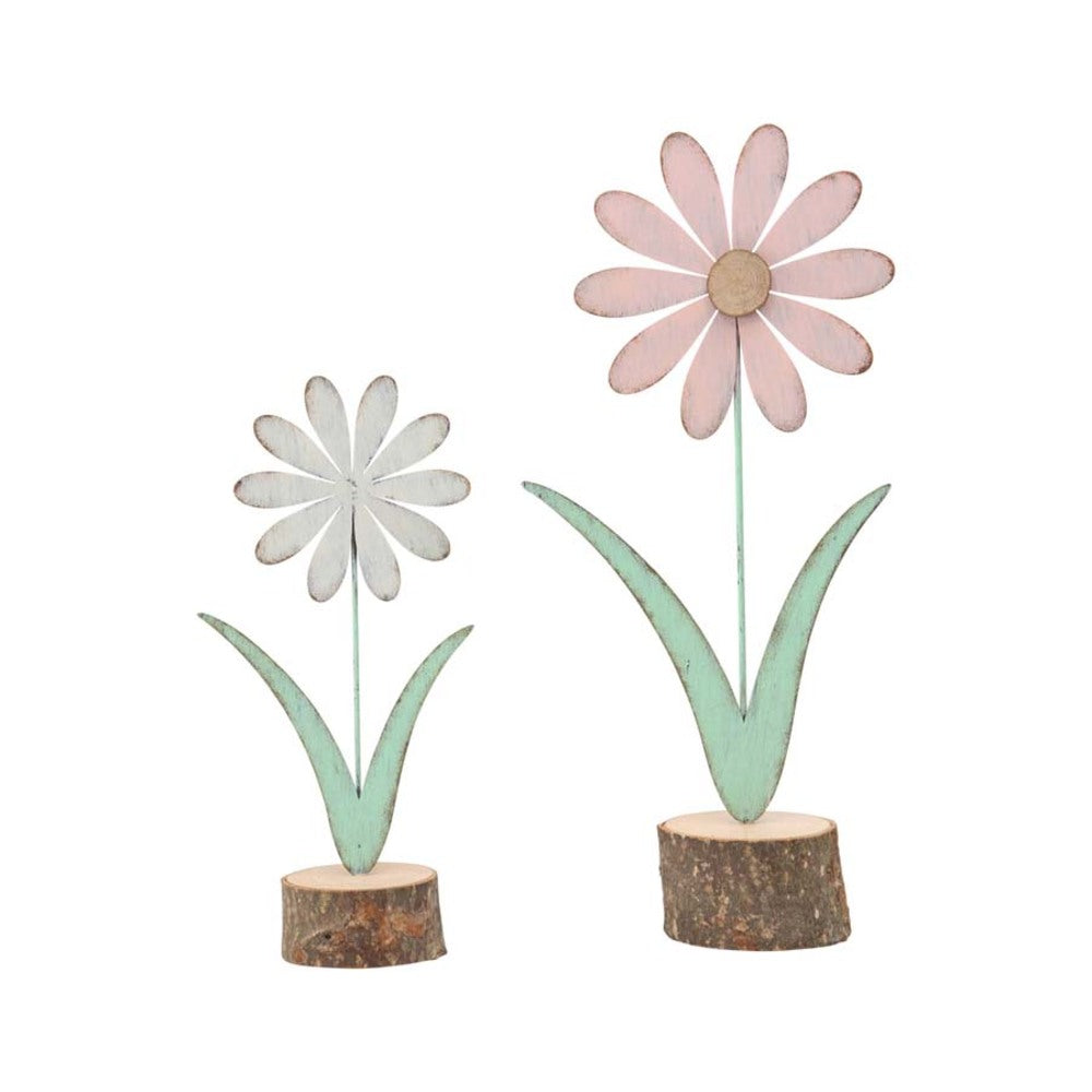 Set 2 Asst Pastel Flowers on Base Ornament 31cm