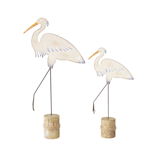 Set of 2 Herons on Wooden Stump 49cm