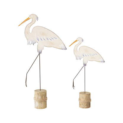 Set of 2 Herons on Wooden Stump 49cm
