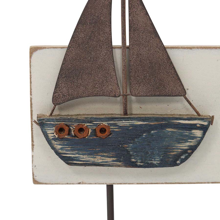 Boat & Anchor 3 Hook Wall Hanging, Multi-Colour, 28x4cm, Paulownia Wood