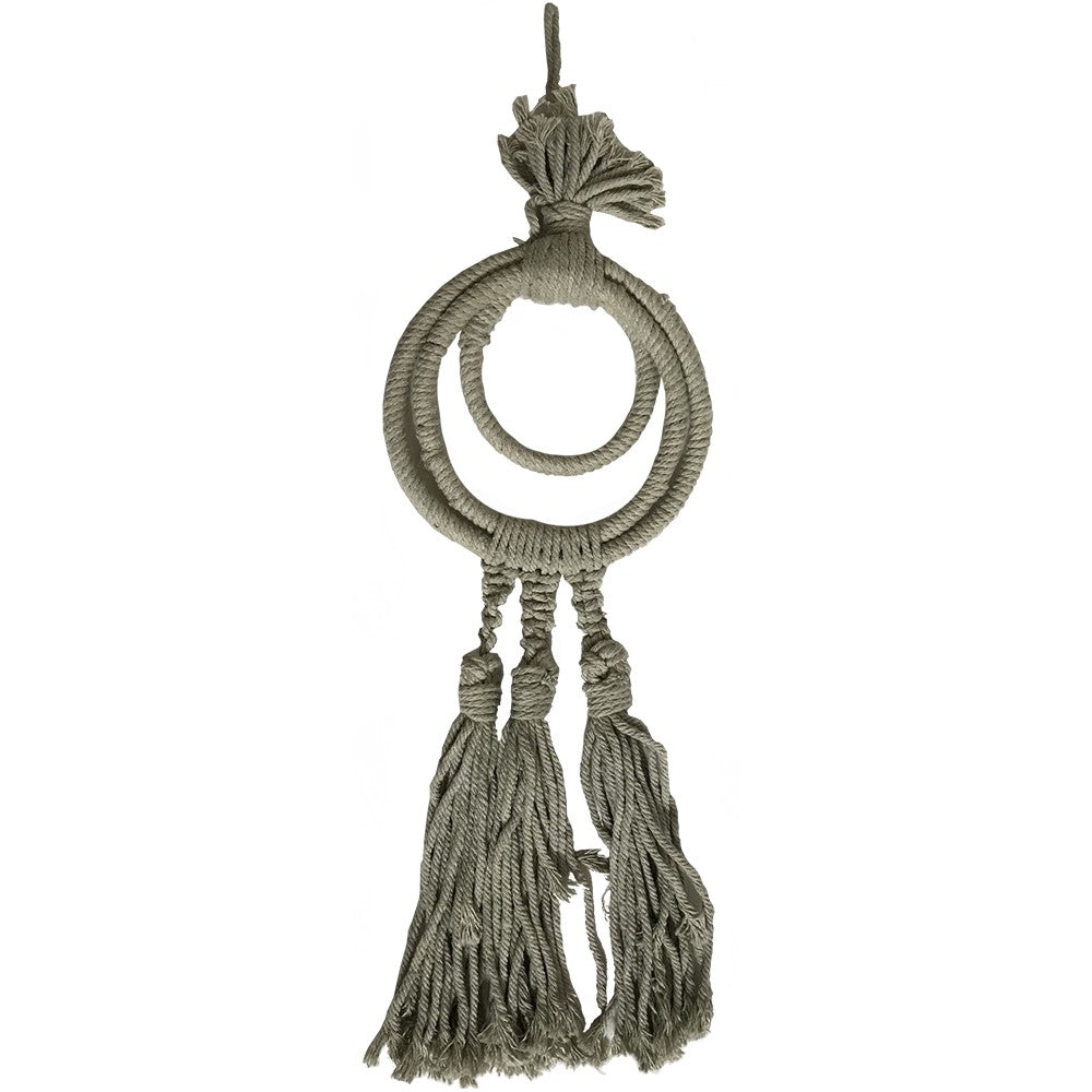 Taupe Three Ring Triple Tassel Decor 43cm Cotton