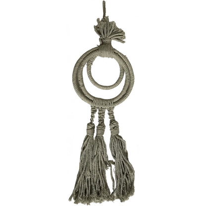 Taupe Three Ring Triple Tassel Decor 43cm Cotton