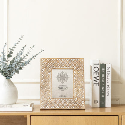 Handcrafted 5x7in 'Diamond Flower' Photoframe 29cm