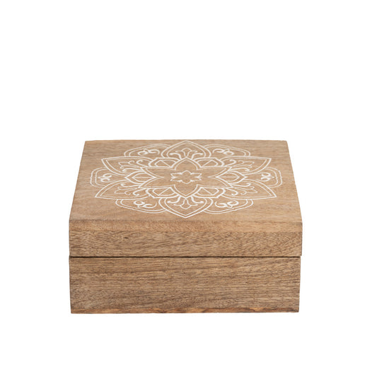 Handcrafted Carved Mandala Box 14cm