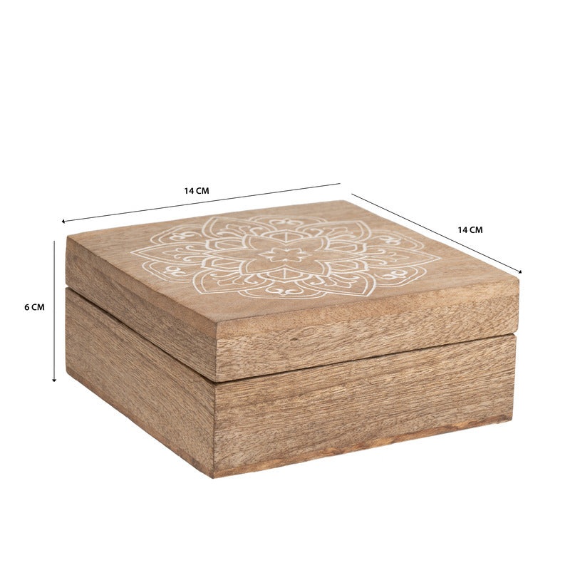 Handcrafted Carved Mandala Box 14cm