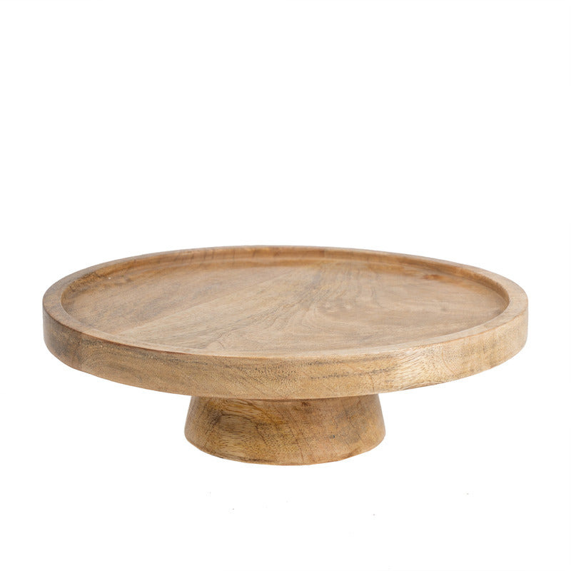 Classic Mango Wood Cake Stand 30cm - Natural & White