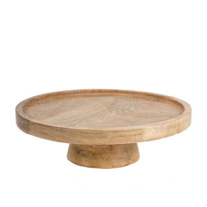 Classic Mango Wood Cake Stand 30cm - Natural & White