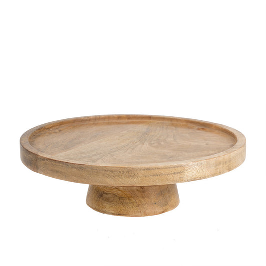 Classic Mango Wood Cake Stand 30cm - Natural & White