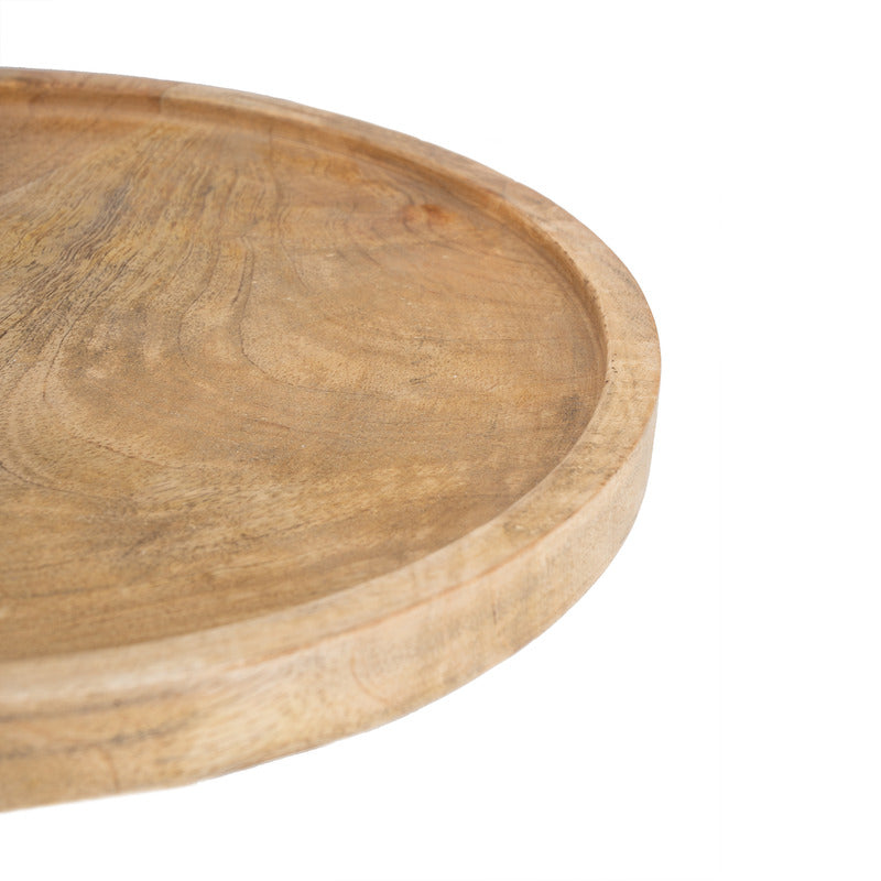 Classic Mango Wood Cake Stand 30cm - Natural & White