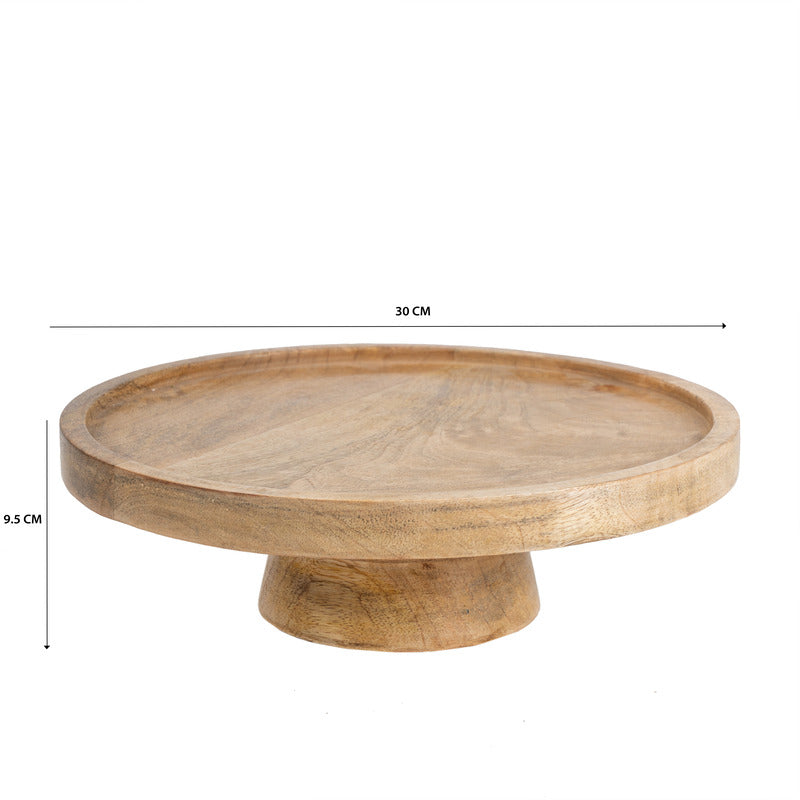 Classic Mango Wood Cake Stand 30cm - Natural & White