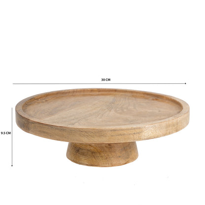 Classic Mango Wood Cake Stand 30cm - Natural & White