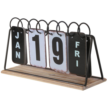 Vintage Style Table Top Calendar 28x9cm