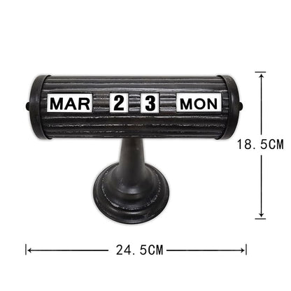 Vintage Style Black Table Top Calendar 24x18cm