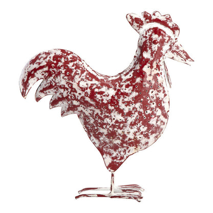 Set of 2 Assorted Handcrafted Distressed Red Rooster & Chook 33cm