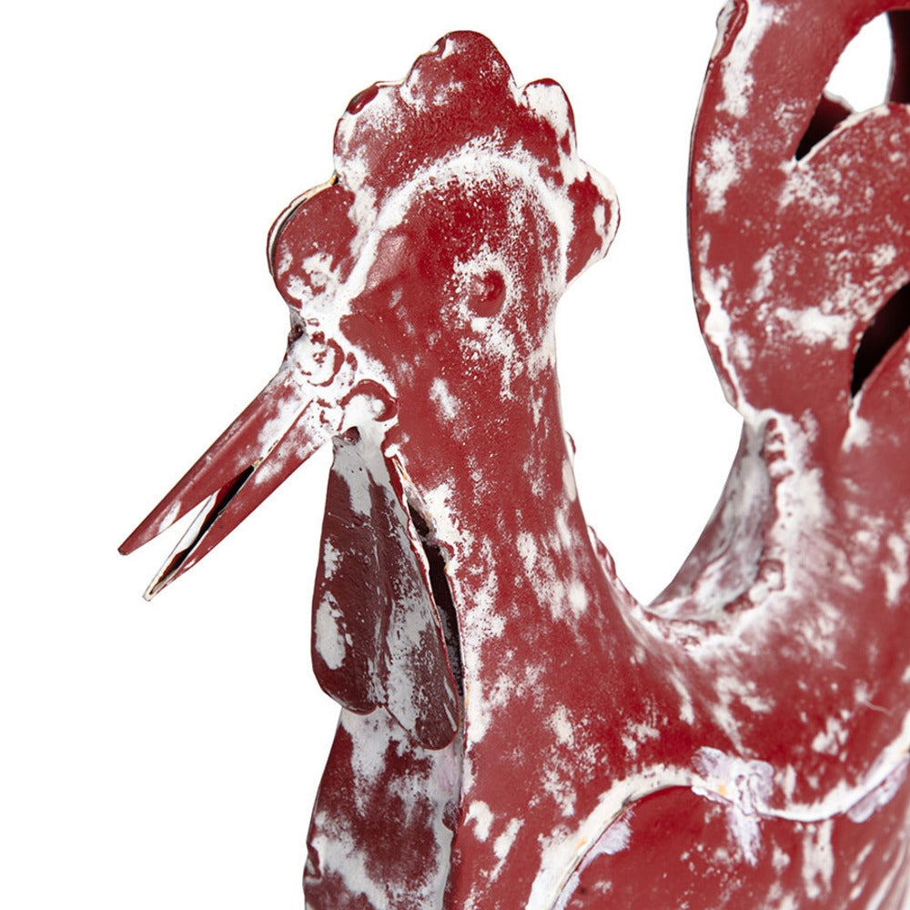 Set of 2 Assorted Handcrafted Distressed Red Rooster & Chook 33cm