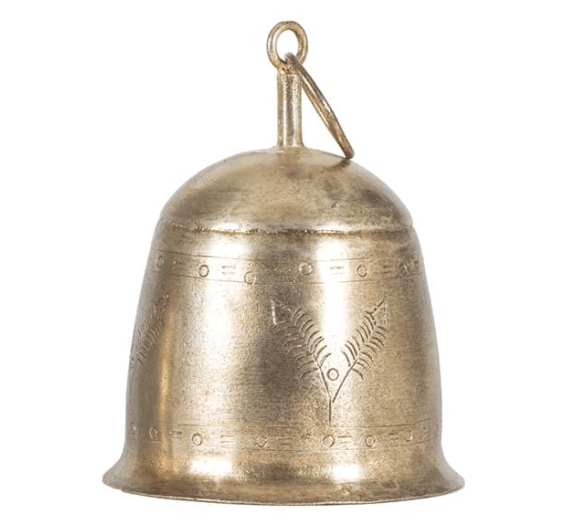 Vintage Etched Bell - Brass Antique Finish, 11cm
