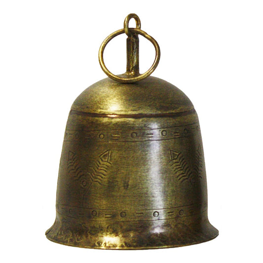 Large Antiq Gold Vintage Etched Bell 14cm
