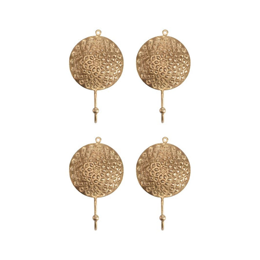 Circular Mandala Wall Hooks Set - 21cm Antique Gold