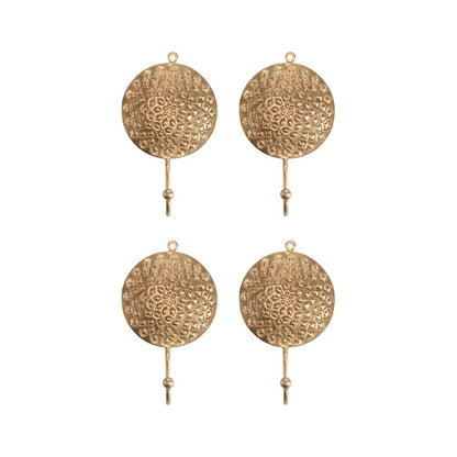 Circular Mandala Wall Hooks Set - 21cm Antique Gold