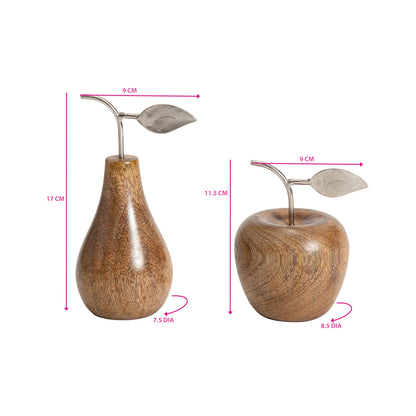 Handcrafted Apple & Pear Ornaments - Antique Silver Leaf 17cm