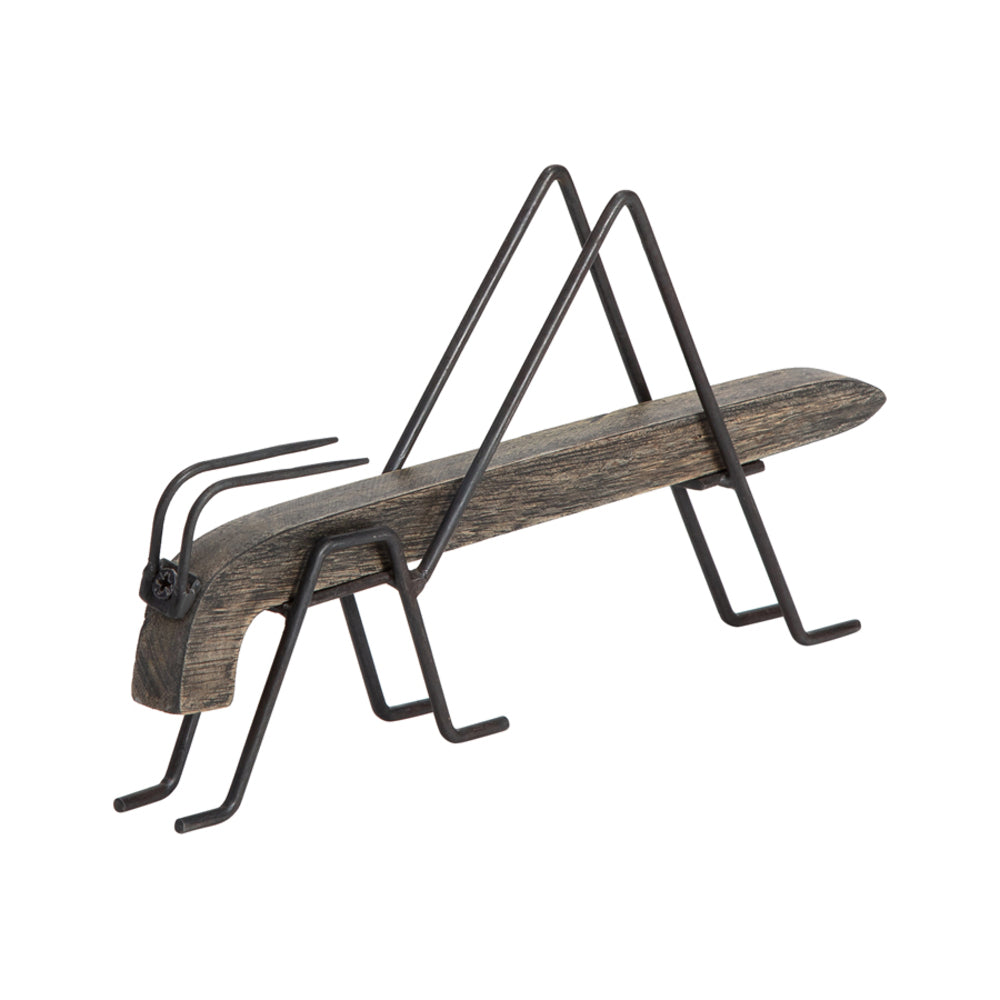 Wood & Iron Decorative Grasshopper Ornament - 26cm