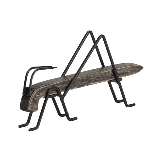 Wood & Iron Decorative Grasshopper Ornament - 20cm