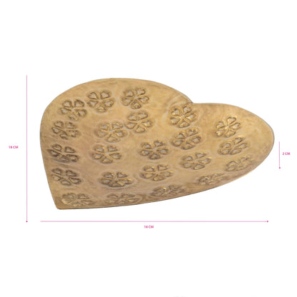 Premium Decorative Bowl, Iron Heart Shape for Food Display - Antique Gold