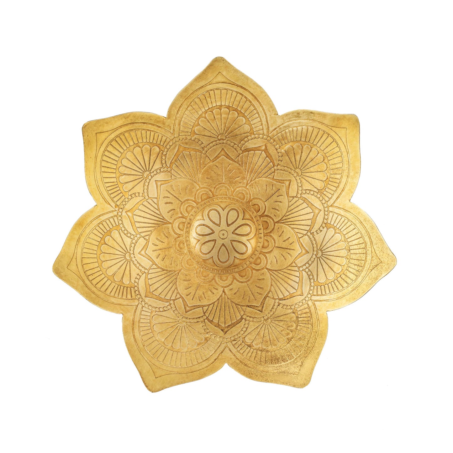 Premium Metal Decorative Serving Bowl - Handcrafted Mandala Antique Gold 28cm