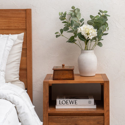 Tapered Mango Wood Box W Metal Pressed Inlay 10cm