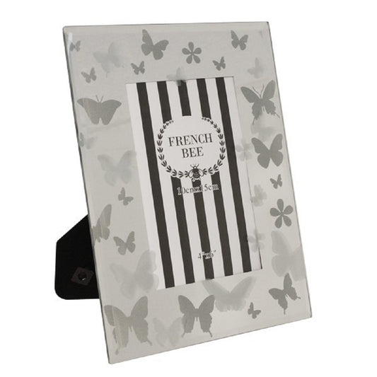 Butterfly Photo Frame 4''x6'' Glass Front Gold 18cm