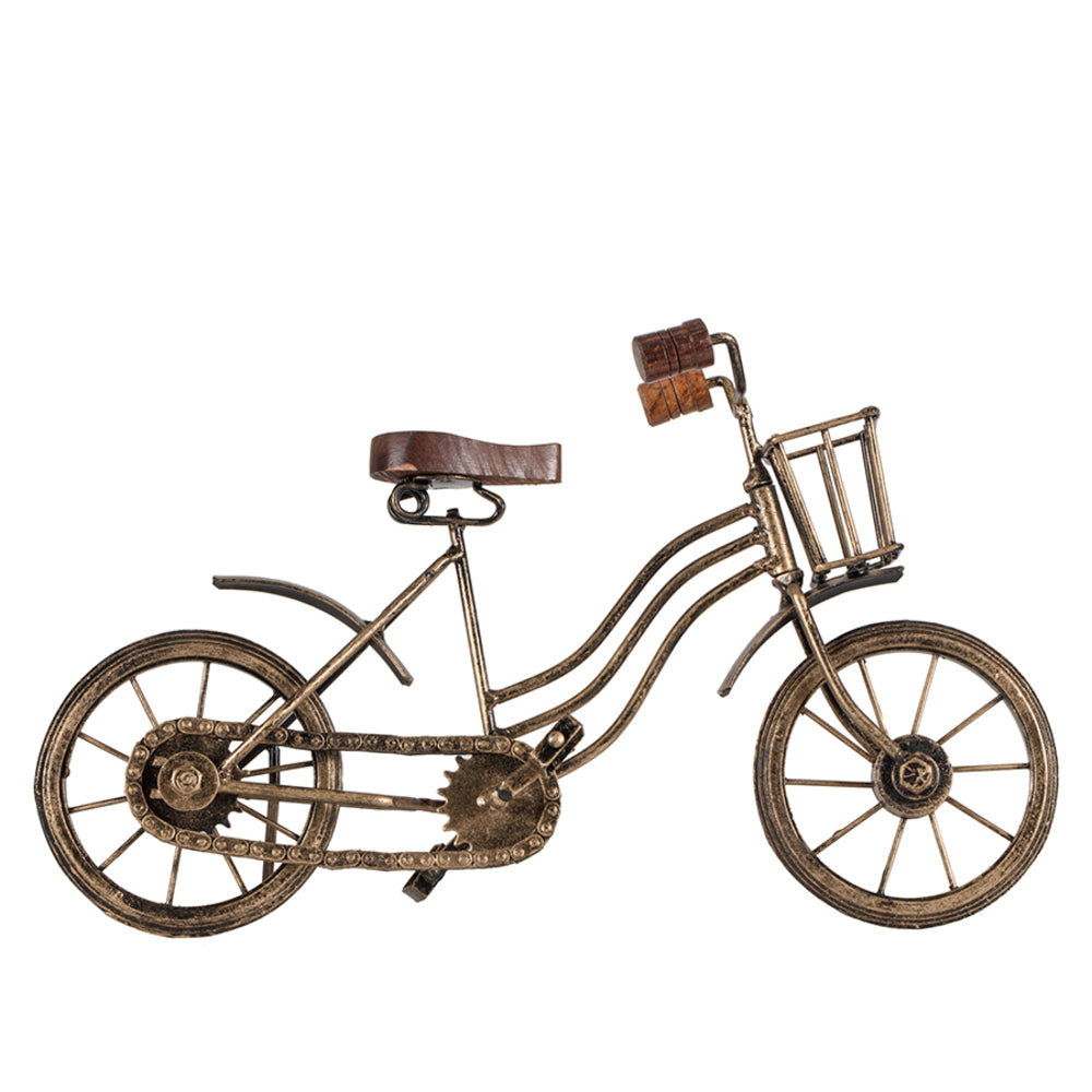 Vintage Bicycle with Basket - Antique Gold, 32cm