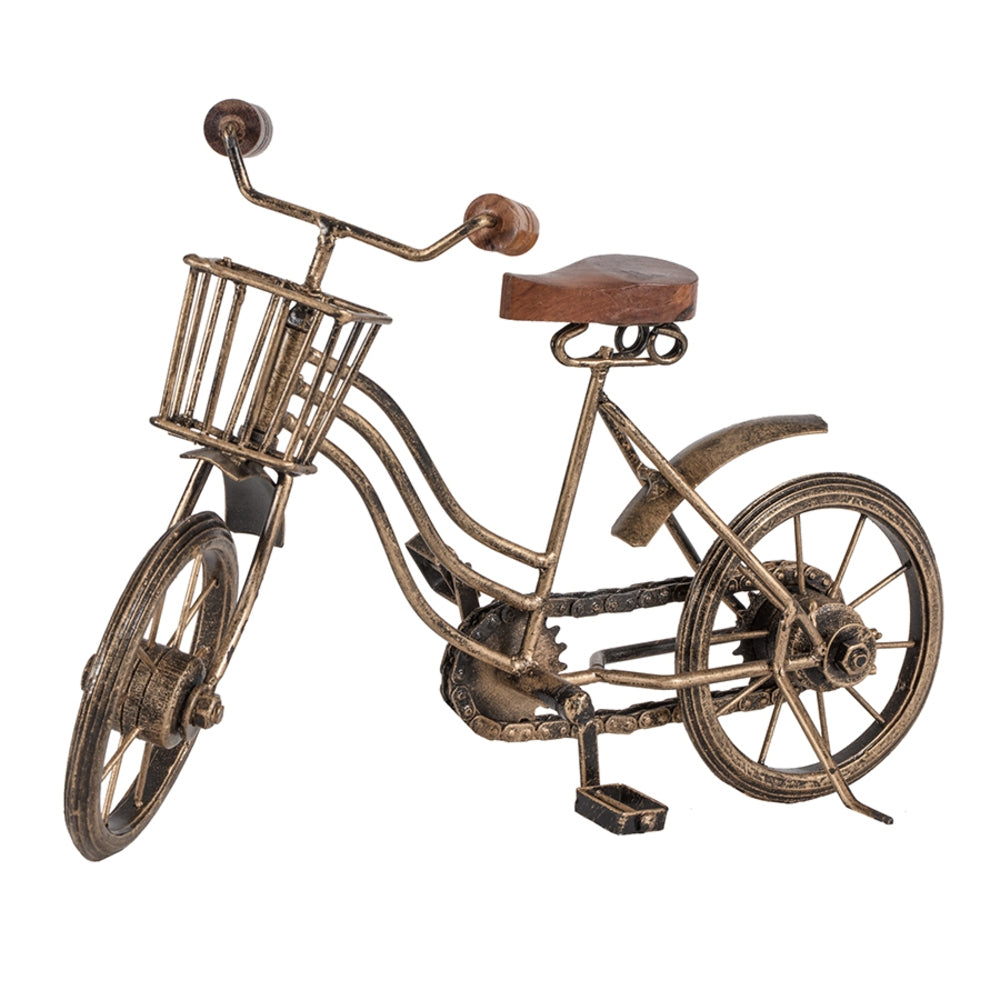 Vintage Bicycle with Basket - Antique Gold, 32cm