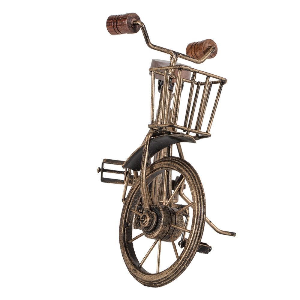 Vintage Bicycle with Basket - Antique Gold, 32cm