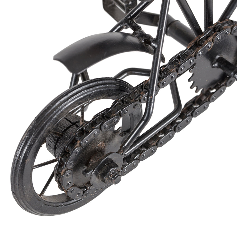 Vintage Black Bicycle Ornament - 25cm, Iron & Wood