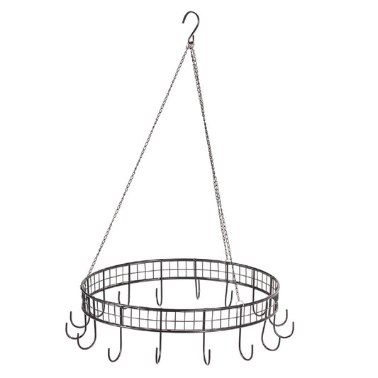 Round Hanging Circle with Hooks - 40cm, Metal