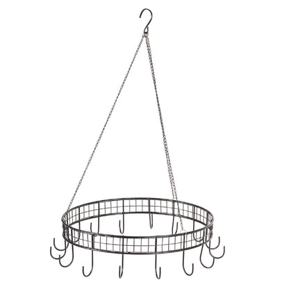 Round Hanging Circle with Hooks - 40cm, Metal