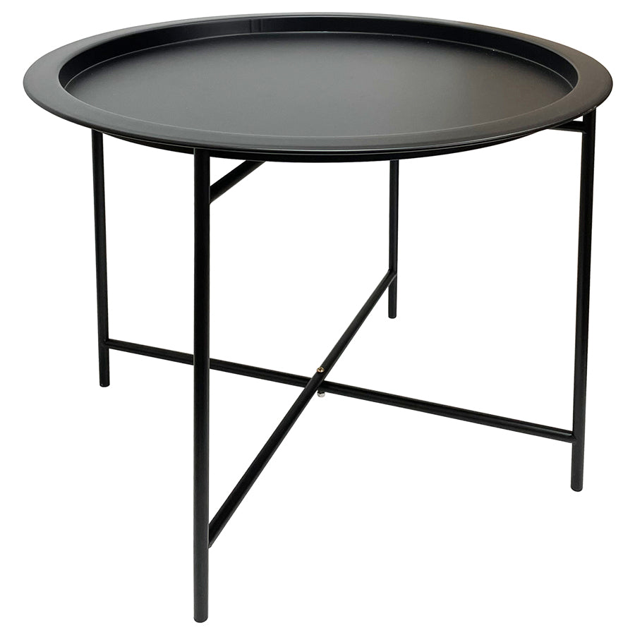 Round Lipped Cross Frame Side Table 47cm - Black