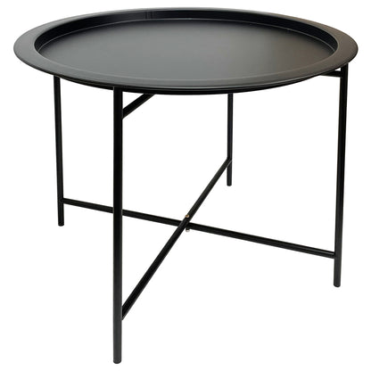 Round Lipped Cross Frame Side Table 47cm - Black