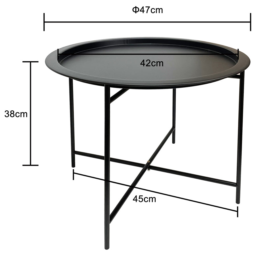 Round Lipped Cross Frame Side Table 47cm - Black