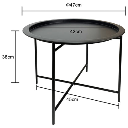 Round Lipped Cross Frame Side Table 47cm - Black