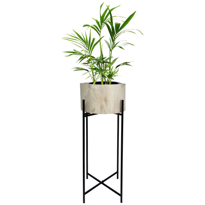 Natural Wood Potplanter on Cross Legged Stand 66cm