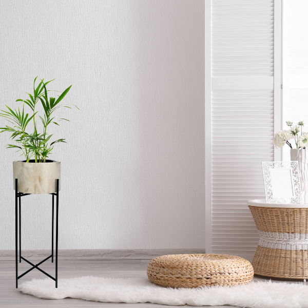 Natural Wood Potplanter on Cross Legged Stand 66cm