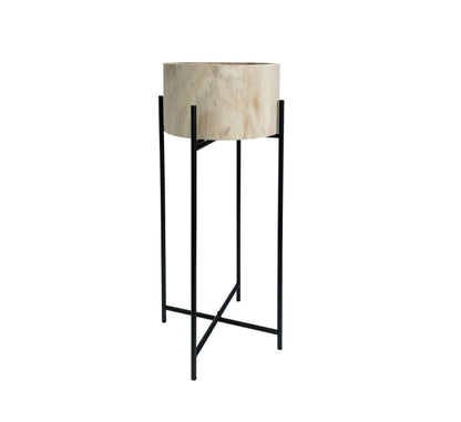 Natural Wood Potplanter on Cross Legged Stand 66cm