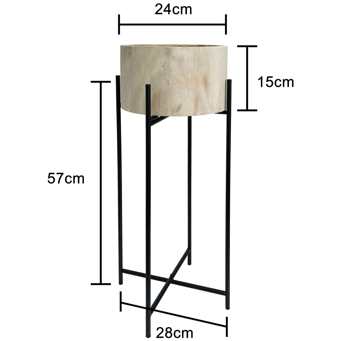 Natural Wood Potplanter on Cross Legged Stand 66cm
