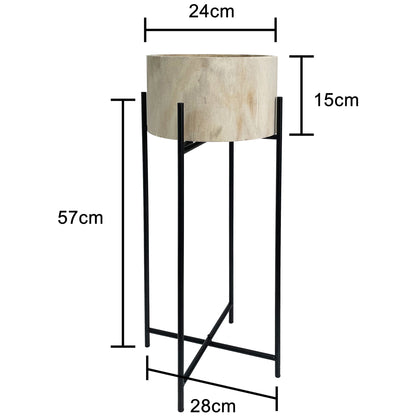 Natural Wood Potplanter on Cross Legged Stand 66cm