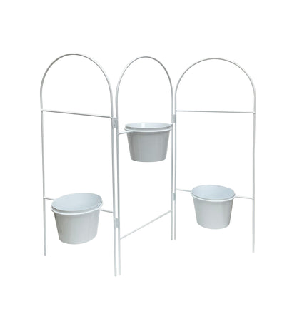 Three Tier White Planter Stand w/ Pots 68x55cm