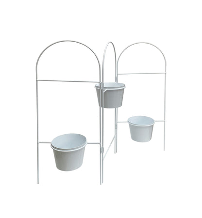 Three Tier White Planter Stand w/ Pots 68x55cm