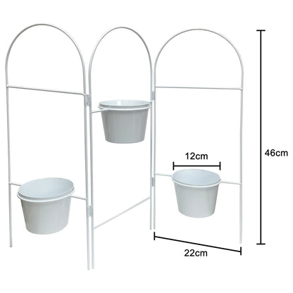 Three Tier White Planter Stand w/ Pots 68x55cm