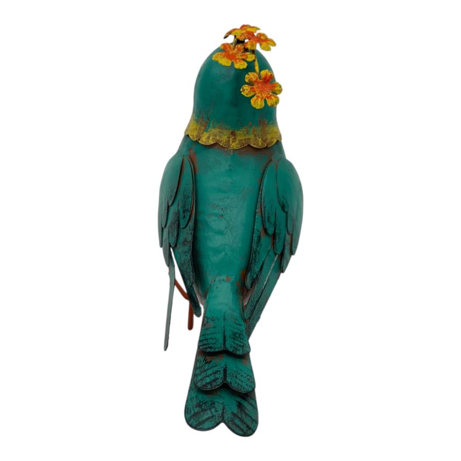 Colourful Green Bird Decoration 21cm